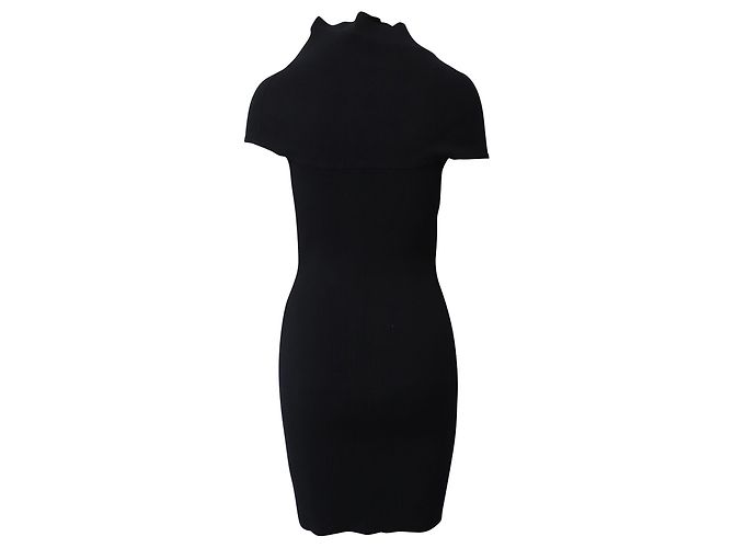 A.L.C Rippstrick-Bodycon-Kleid mit Rollkragen aus schwarzer Viskose - Ansicht 3
