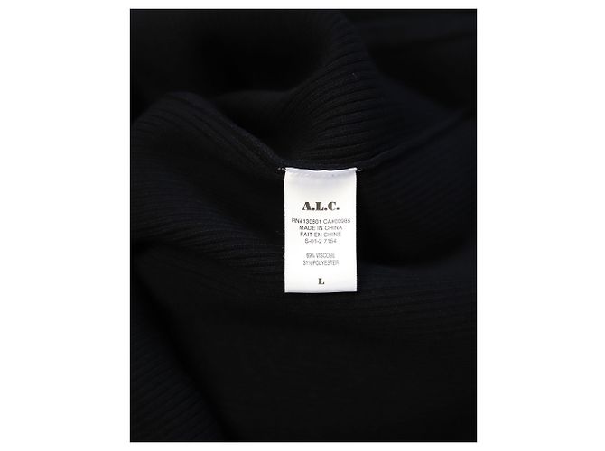 A.L.C Rippstrick-Bodycon-Kleid mit Rollkragen aus schwarzer Viskose - Ansicht 6
