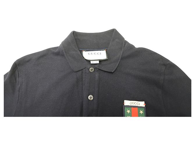 Polo Gucci Web Crest Logo in cotone nero Blu - vista 3