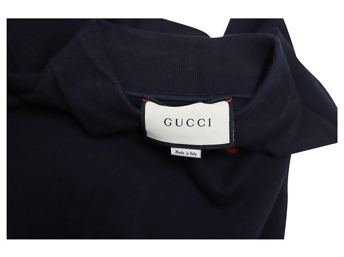 Polo Gucci Web Crest Logo in cotone nero Blu - vista 5
