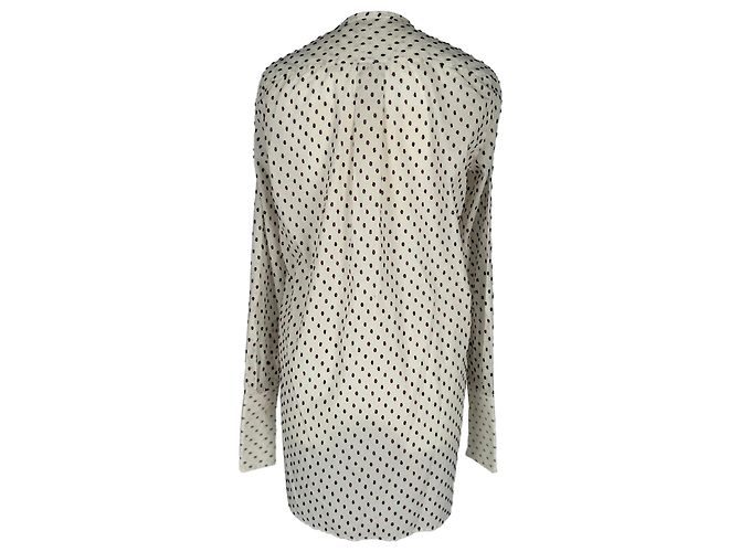 Céline Camisa de manga larga Celine en algodón blanco con puntos suizos - vista 3
