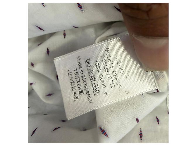 Céline Camisa de manga larga Celine en algodón blanco con puntos suizos - vista 4