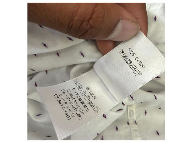 Céline Camisa de manga larga Celine en algodón blanco con puntos suizos - vista 5