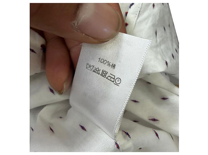 Céline Camisa de manga larga Celine en algodón blanco con puntos suizos - vista 6