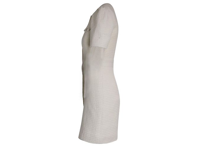 Vestido mini de tweed bouclé con botones Maje Rillio en algodón crema Blanco Crudo - vista 2