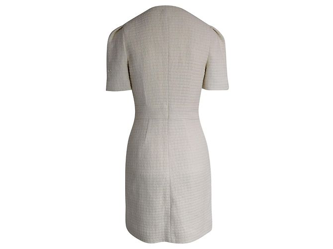 Vestido mini de tweed bouclé con botones Maje Rillio en algodón crema Blanco Crudo - vista 3
