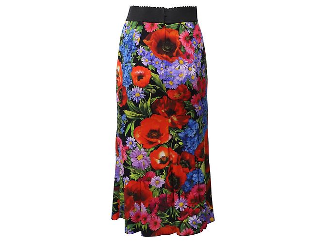 Falda midi Dolce & Gabbana en seda con estampado floral - vista 3