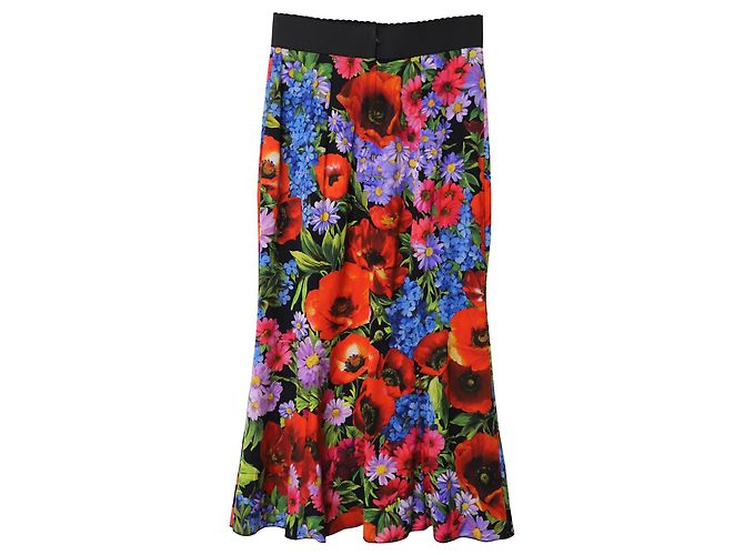 Falda midi Dolce & Gabbana en seda con estampado floral - vista 4