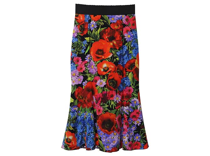 Falda midi Dolce & Gabbana en seda con estampado floral - vista 5