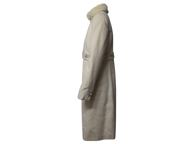 Abrigo Versace con cuello de piel en algodón blanco - vista 2
