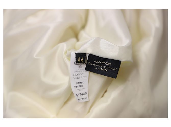 Abrigo Versace con cuello de piel en algodón blanco - vista 4