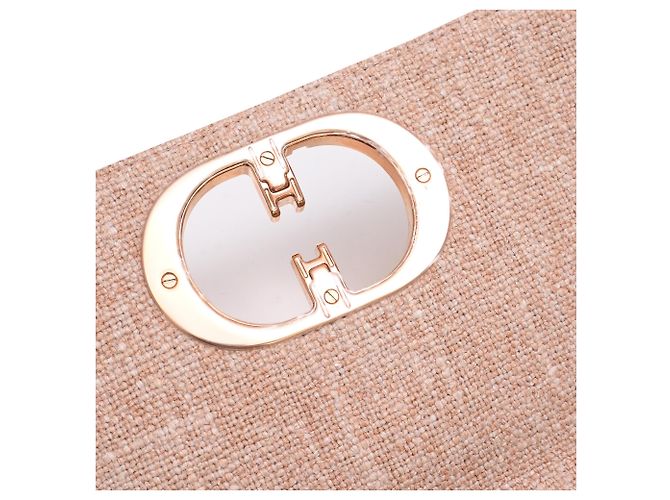 Borsa Small Caro Macrocannage in lino rosa Dior - vista 14