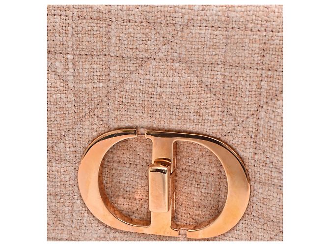 Borsa Small Caro Macrocannage in lino rosa Dior - vista 17