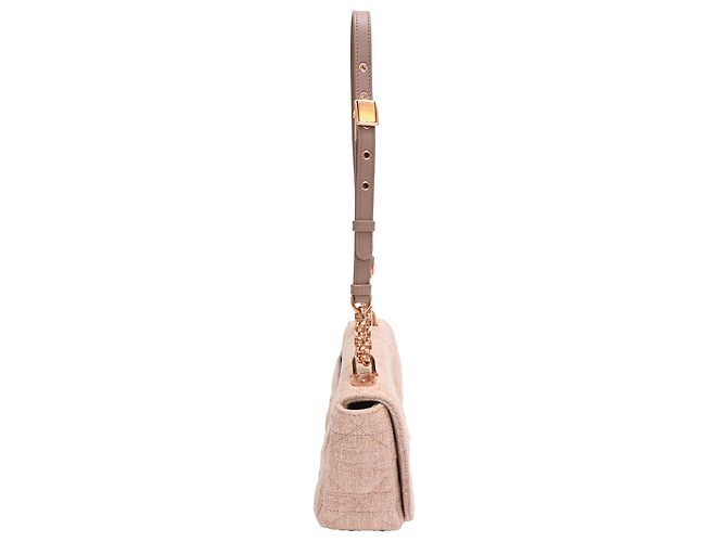 Borsa Small Caro Macrocannage in lino rosa Dior - vista 2