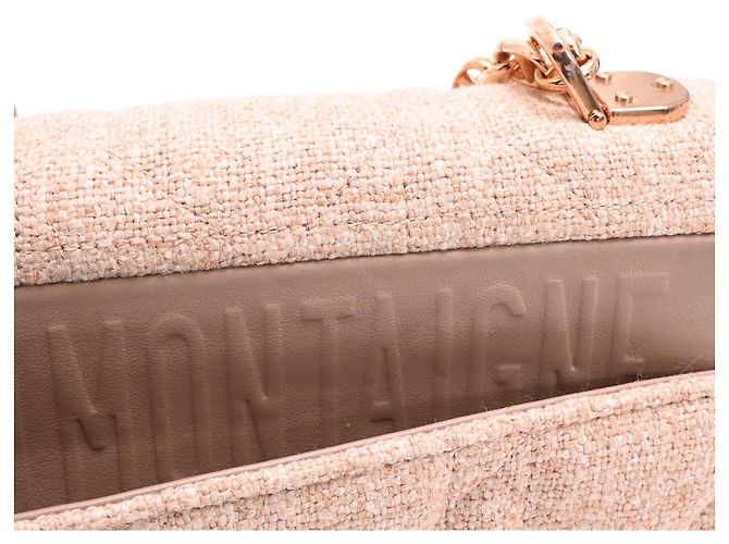 Borsa Small Caro Macrocannage in lino rosa Dior - vista 20