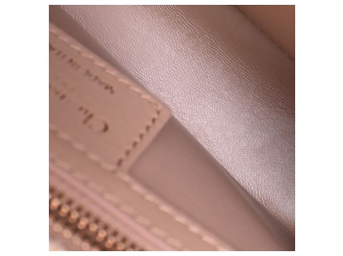Borsa Small Caro Macrocannage in lino rosa Dior - vista 6