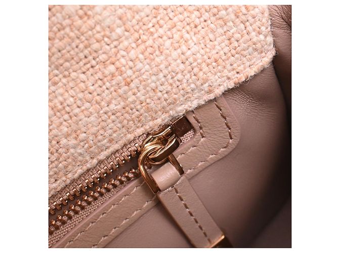 Borsa Small Caro Macrocannage in lino rosa Dior - vista 9