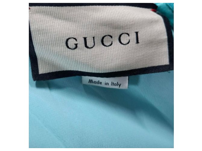 Abito drappeggiato e plissettato in seta blu con decorazioni in cristalli Gucci Blu chiaro - vista 3