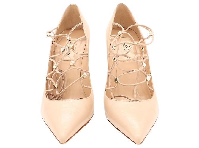 Autre Marque Décolleté Gladiator con lacci Valentino in vernice Nude Marrone Carne - vista 2