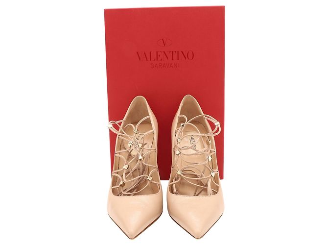 Autre Marque Décolleté Gladiator con lacci Valentino in vernice Nude Marrone Carne - vista 7