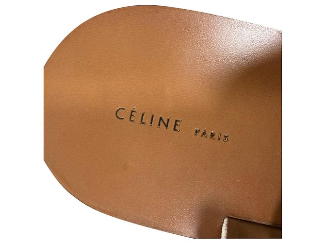 Céline Sandali piatti Celine Eyelet T-Strap in pelle bianca Bianco Crudo - vista 11