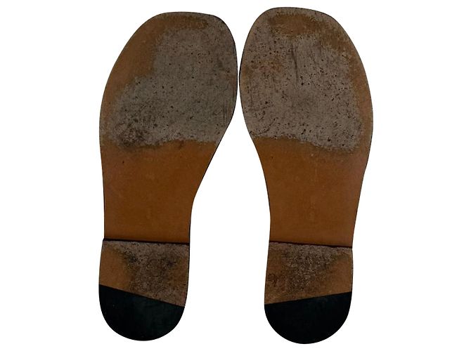Céline Sandali piatti Celine Eyelet T-Strap in pelle bianca Bianco Crudo - vista 6