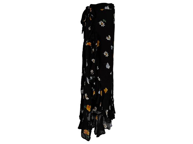 Falda midi cruzada Dainty Georgette de Ganni en viscosa negra - vista 2