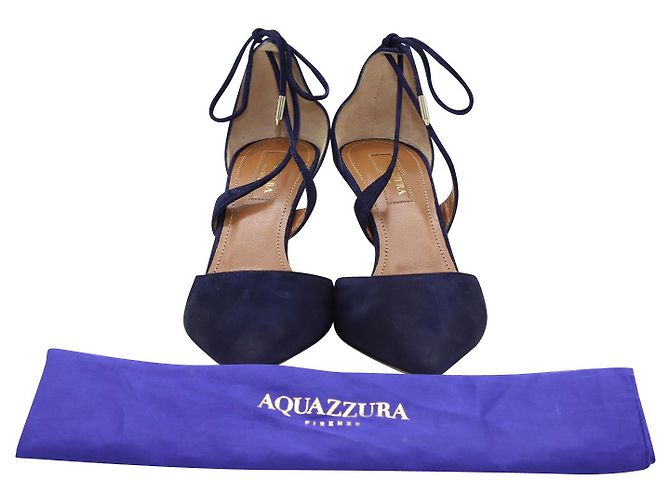 Décolleté Very Matilde 85 Aquazzura in scamosciato blu navy - vista 2