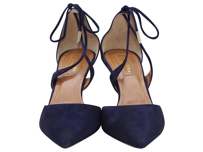 Décolleté Very Matilde 85 Aquazzura in scamosciato blu navy - vista 3
