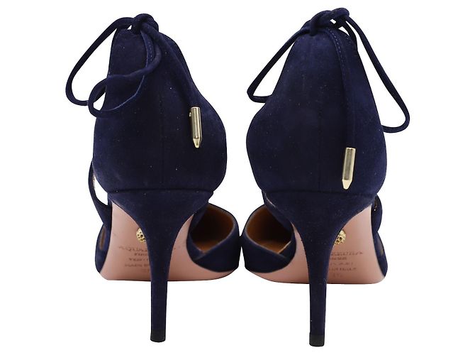 Décolleté Very Matilde 85 Aquazzura in scamosciato blu navy - vista 4