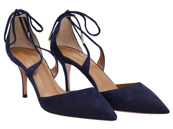 Décolleté Very Matilde 85 Aquazzura in scamosciato blu navy - vista 5