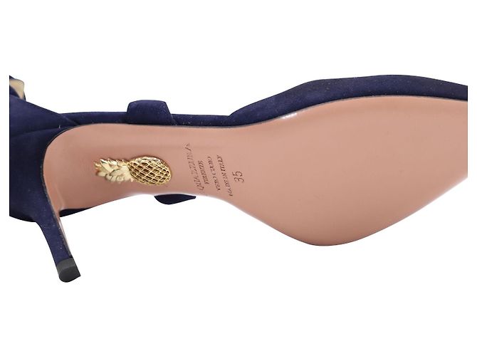 Décolleté Very Matilde 85 Aquazzura in scamosciato blu navy - vista 6
