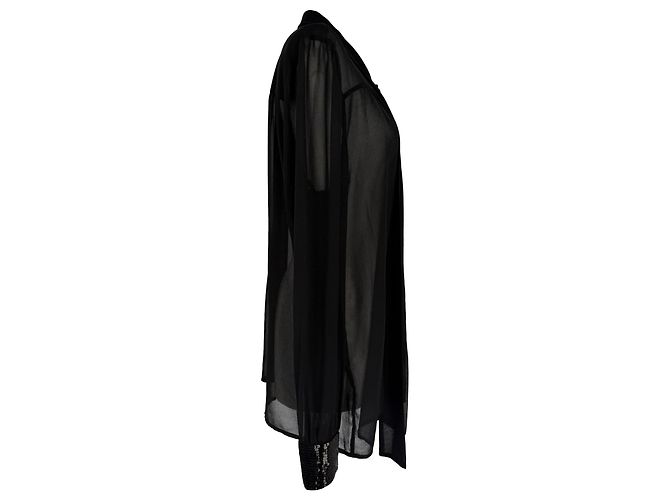 Camicetta trasparente con fiocco al collo Michael Kors in chiffon nero - vista 2
