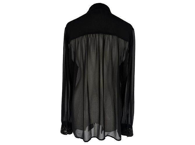 Camicetta trasparente con fiocco al collo Michael Kors in chiffon nero - vista 3