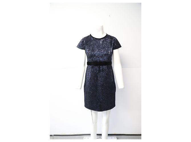 Mini abito glitterato Maje in paillettes blu navy - vista 10