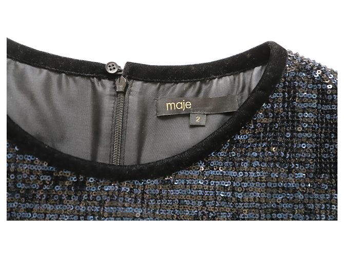 Mini abito glitterato Maje in paillettes blu navy - vista 11