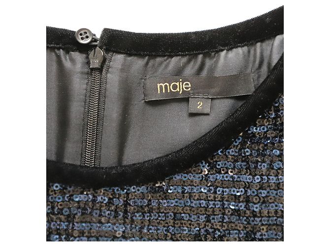 Mini abito glitterato Maje in paillettes blu navy - vista 3