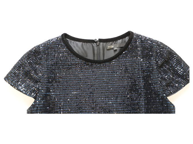 Mini abito glitterato Maje in paillettes blu navy - vista 9