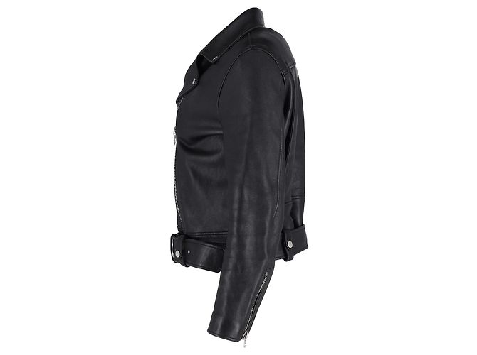 Giacca biker con zip Acne Studios in pelle nera Nero - vista 2