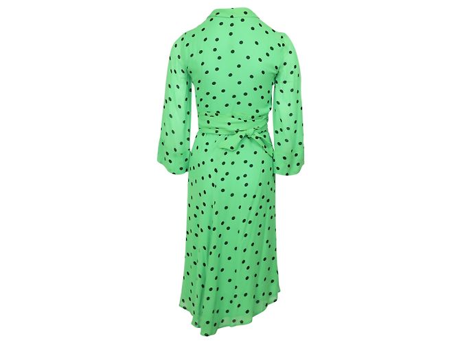 Abito Ganni Dainty Polka Dot in viscosa verde - vista 2