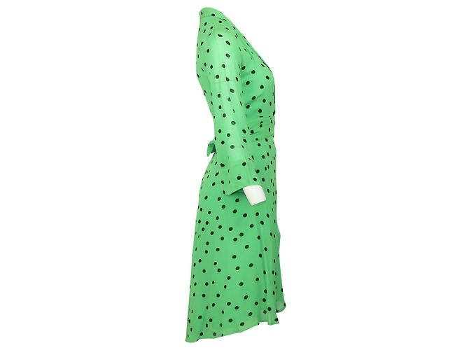 Abito Ganni Dainty Polka Dot in viscosa verde - vista 4