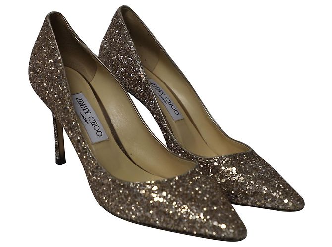Décolleté Romy Jimmy Choo in tulle glitterato oro D'oro - vista 3