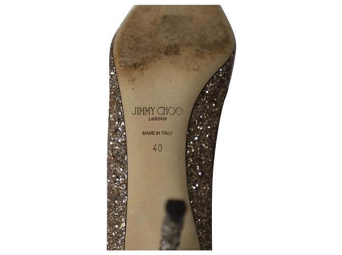 Décolleté Romy Jimmy Choo in tulle glitterato oro D'oro - vista 5