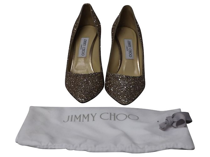 Décolleté Romy Jimmy Choo in tulle glitterato oro D'oro - vista 8