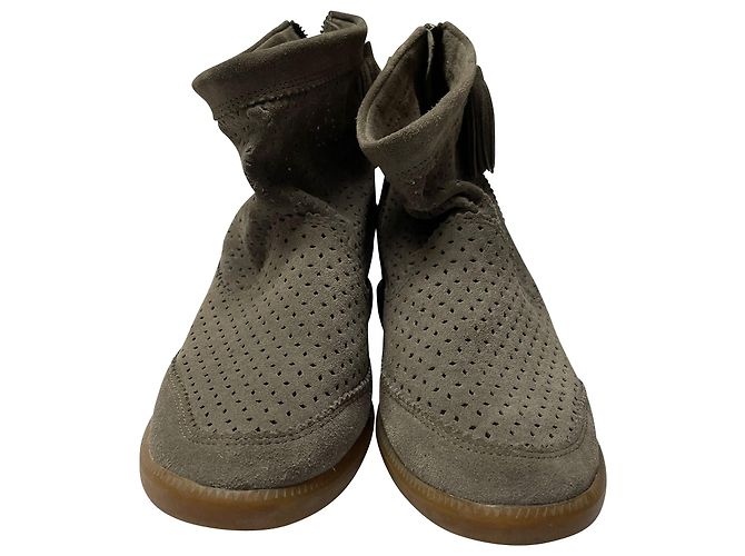 Botas Beslay de Isabel Marant en ante perforado gris - vista 3