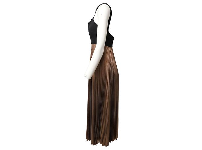 Vestido de festa plissado Alba da A.L.C em poliéster Bronze/Preto Metálico - vista 2