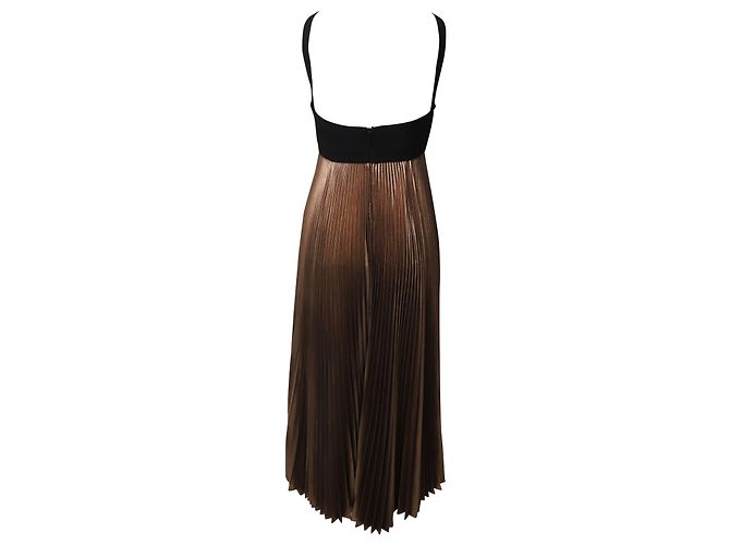 Vestido de festa plissado Alba da A.L.C em poliéster Bronze/Preto Metálico - vista 3