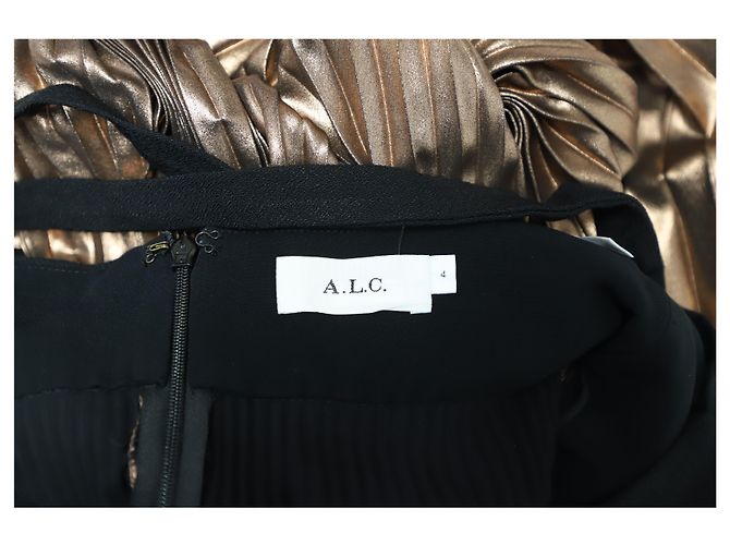 Vestido de festa plissado Alba da A.L.C em poliéster Bronze/Preto Metálico - vista 5