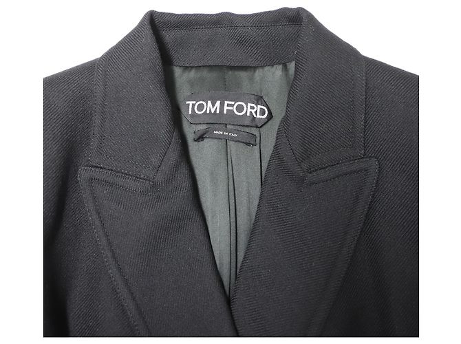 Tom Ford Mantelkleid aus grauer Wolle Schwarz - Ansicht 6