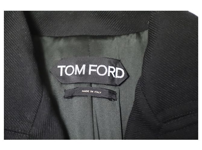 Tom Ford Mantelkleid aus grauer Wolle Schwarz - Ansicht 7